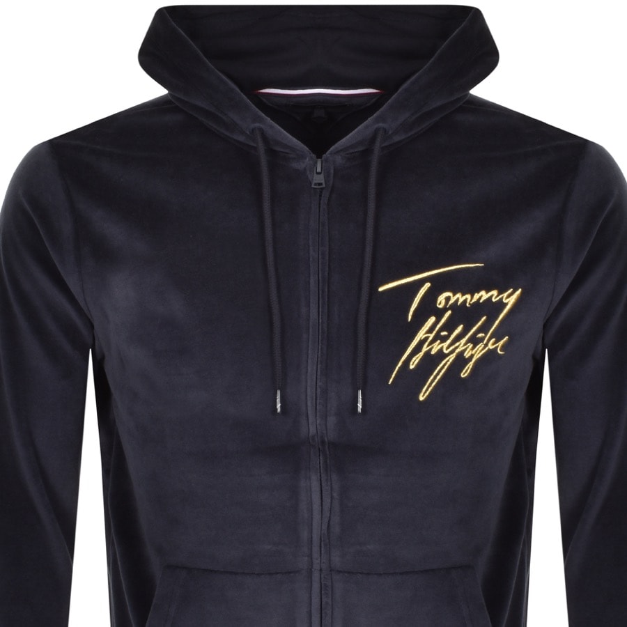 Tommy hilfiger full zip tape hoodie navy clearance
